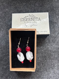 Red and white stone earrings