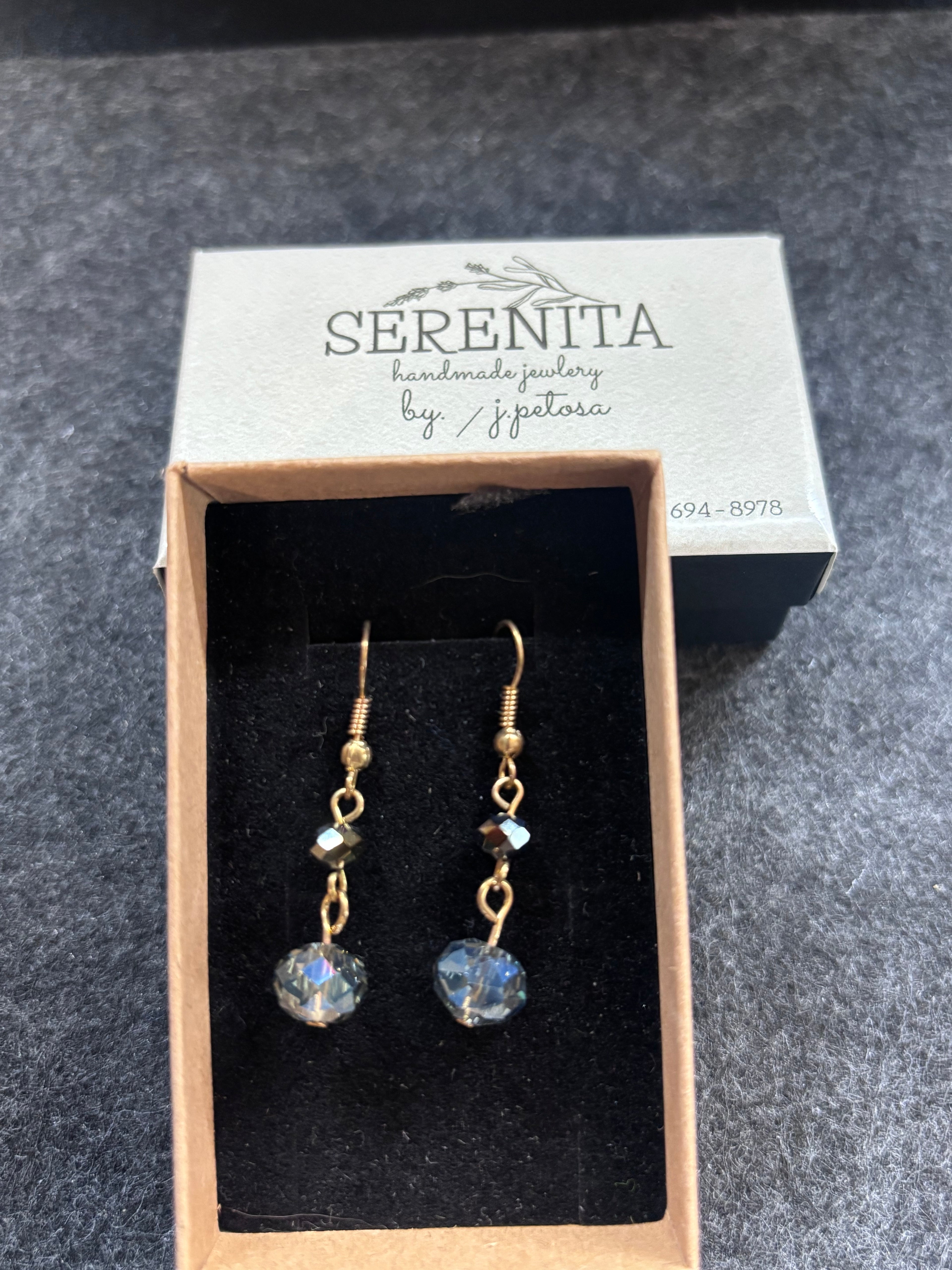 Blue silver tone earrings