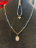 Hand made blue crystal necklace